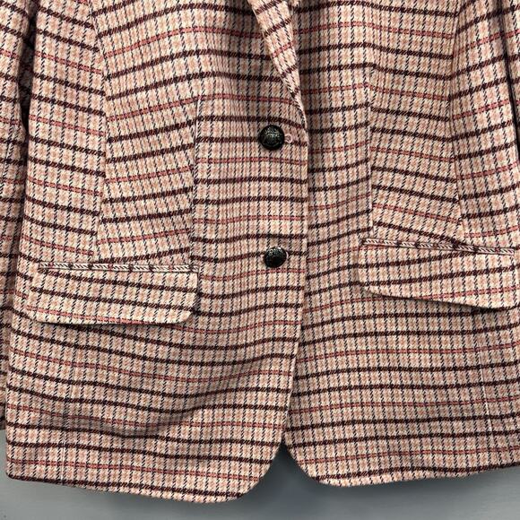 TALBOTS Plus Women's Pink Plaid Wool Houndstooth Blazer Size 14W Shetland NWT - Picture 5 of 16
